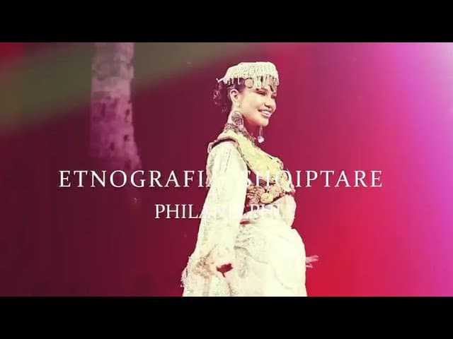 Title card of the Philadelphia show — a model in a white northern costume with a silver headpiece